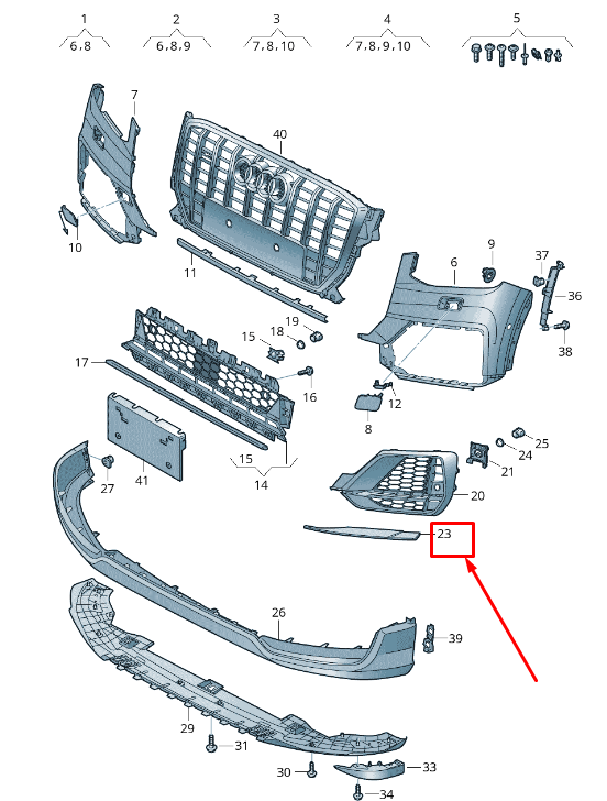 NEW AUDI Q2 GA FRONT LEFT BUMPER TRIM 81A853053ATB2 ORIGINAL