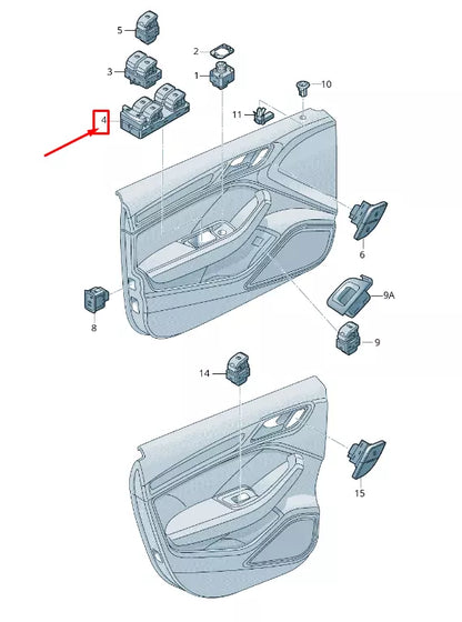 NEW VW T-CROSS C1 FRONT LEFT DOOR WINDOW SWITCH 5G0959857FWHS ORIGINAL