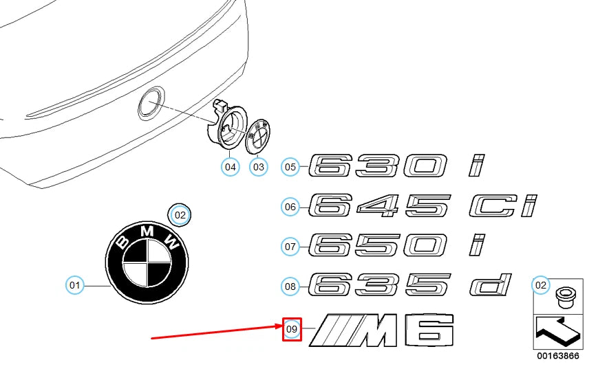 NEW BMW M6 CONVERTIBLE E64 REAR M6 EMBLEM 51147898225 7898225 ORIGINAL