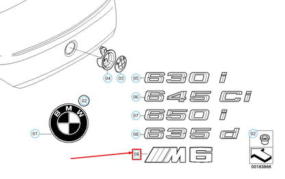 NEW BMW M6 CONVERTIBLE E64 REAR M6 EMBLEM 51147898225 7898225 ORIGINAL