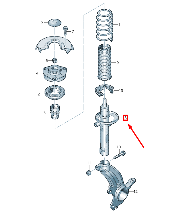 new volkswagen t-roc a11 front axle shock absorber 5q0413031hs original