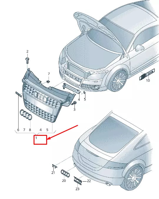 NEW AUDI TT 8J RADIATOR GRILLE 8J0853651HT94 8J0853651H T94 ORIGINAL