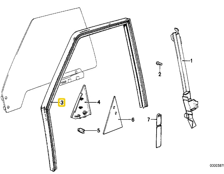 NEW BMW 5 E28 FRONT LEFT DOOR SEALING RUBBER 51321889787 1889787 1982 ORIGINAL