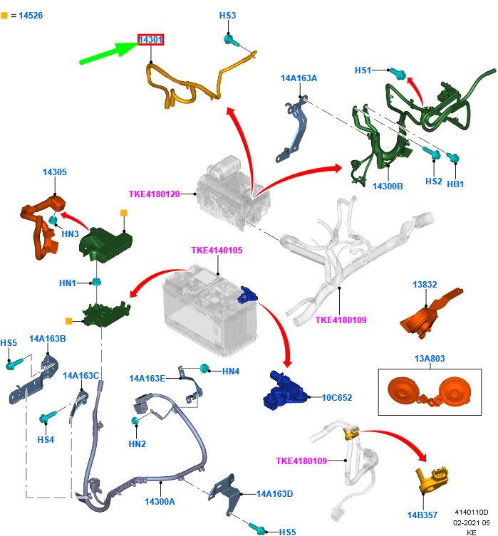 new ford ranger t6 mk1 battery to earth cable assy 2361208 original