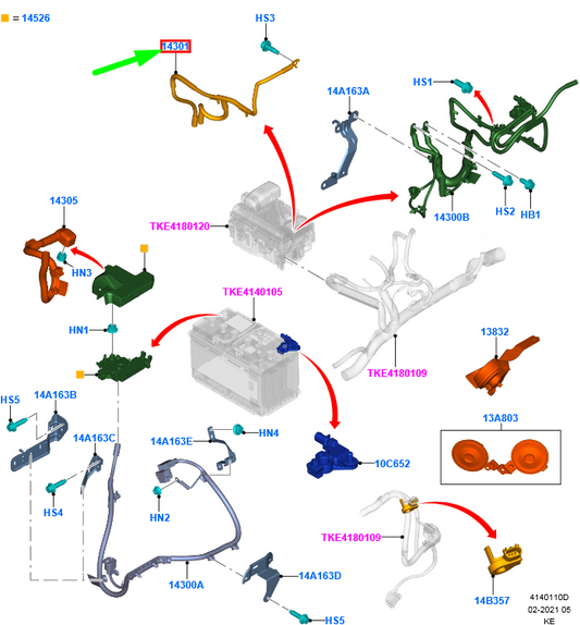 new ford ranger t6 mk1 battery to earth cable assy 2361208 original