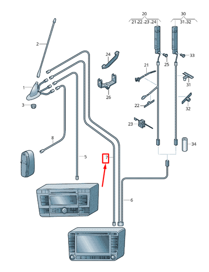 new skoda rapid nh aerial cable lhd 5jj035572b original