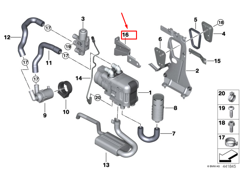 new bmw 5 touring g31 independent heater additional bracket 64129353149 original