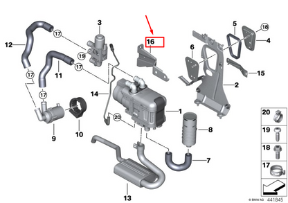 new bmw 5 touring g31 independent heater additional bracket 64129353149 original