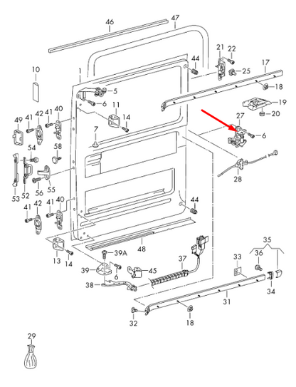 new vw crafter 2f right sliding door center middle support 2e1843336a original