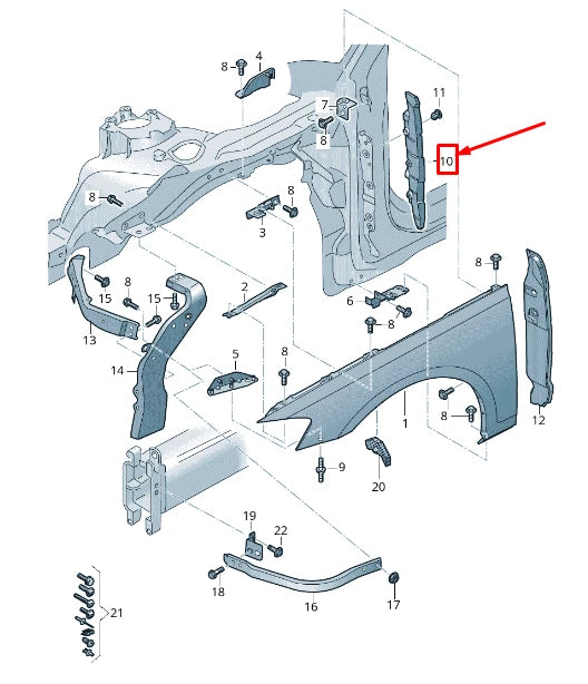 NEW AUDI A8 4N FRONT RIGHT FENDER CLOSING ELEMENT 4N0821112