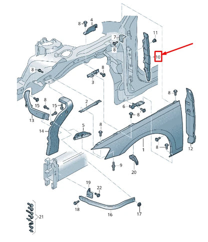 NEW AUDI A8 4N FRONT RIGHT FENDER CLOSING ELEMENT 4N0821112