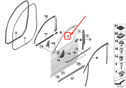 new bmw x4 g02 front right door window frame cover 51337416484 7416484 original