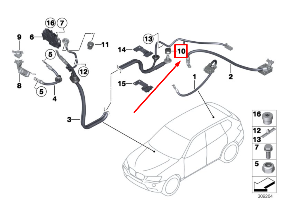 new bmw x5 e70 b transition supp.point clamp. ring 9265404 61139265404 original