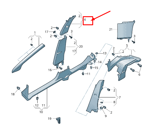 new seat leon 5f left upper b-pillar trim 5f3867243y20 original