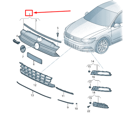 new vw passat b8 3g radiator grille 3g0853651t bkz 3g0853651tbkz original