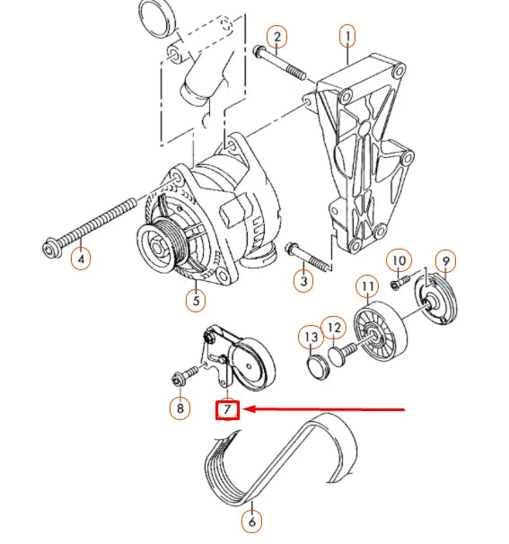 NEW AUDI A8 D3 ACCESSORY BELT TENSIONING ROLLER 07L903133H