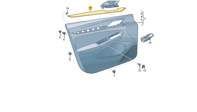 NEW VW GOLF MK8 CD FRONT LEFT DOOR PANEL CARD TRIM LHD 5H0867439A9GA ORIGINAL