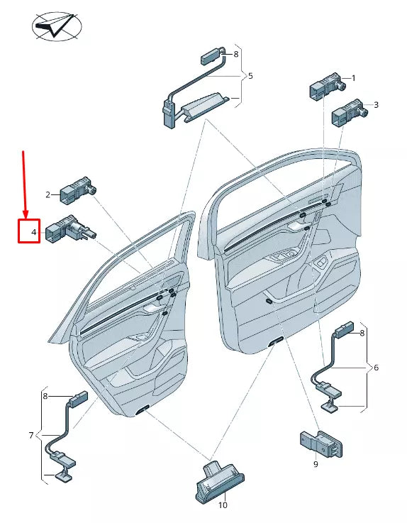 NEW VW TOUAREG CR REAR LEFT DOOR TRIM PANEL LED MODULE 760919327A