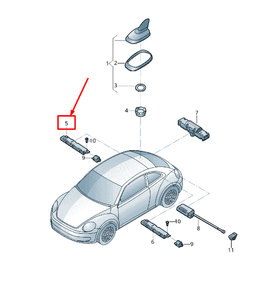 new vw beetle 5c left antenna amplifier 5c5035552d original