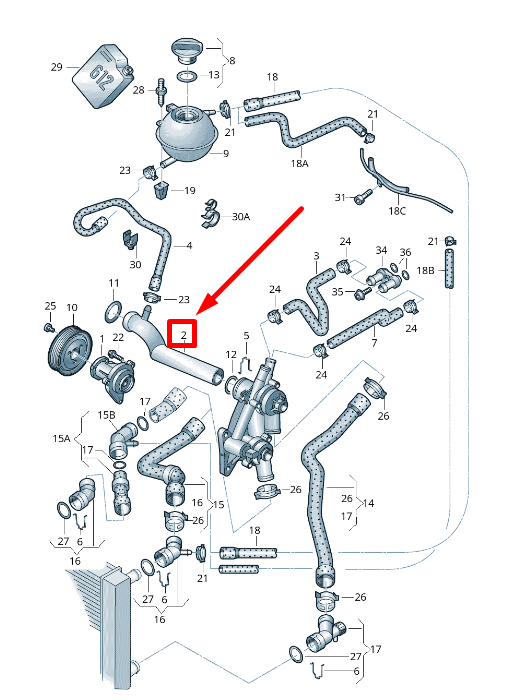 new vw polo 9n engine coolant hose 03d121065b original