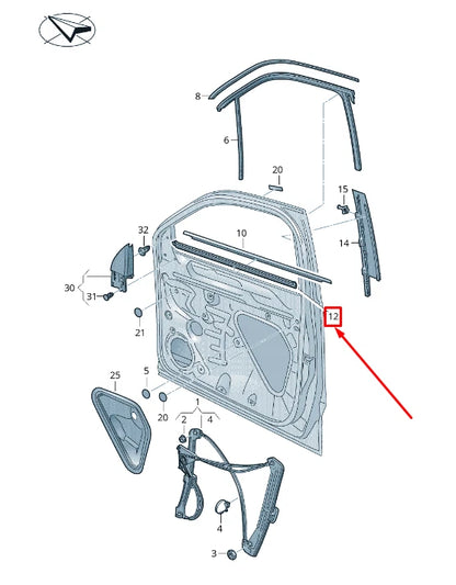 NEW VW T-ROC A1 FRONT LEFT INNER WINDOW APERTURE SEAL 2GA837479B5AP