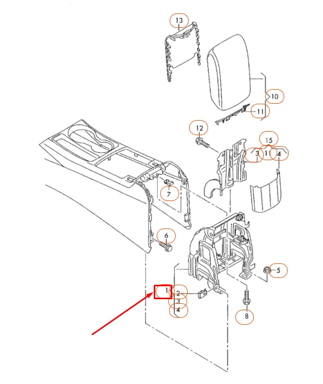 NEW AUDI A4 B8 FRONT MIDDLE ARMREST MOUNTING BASE 8K08642836PS