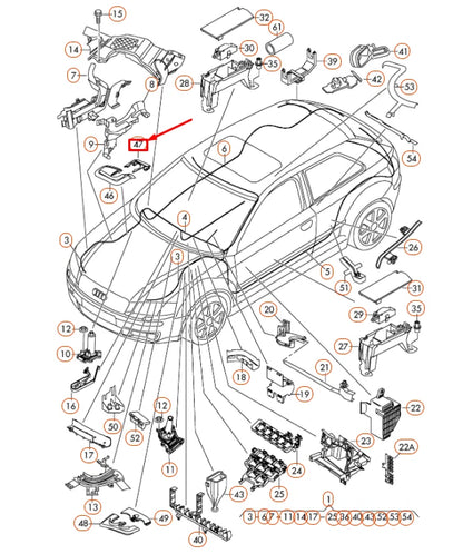NEW AUDI A3 8P RIGHT UPPER WATER BOX CABLE GUIDE 1K0971865A ORIGINAL