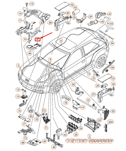 NEW AUDI A3 8P RIGHT UPPER WATER BOX CABLE GUIDE 1K0971865A ORIGINAL