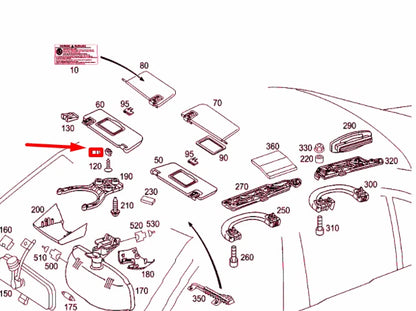 NEW MERCEDES-BENZ E W211 SUN VISOR BEARING A22081000127D43 ORIGINAL