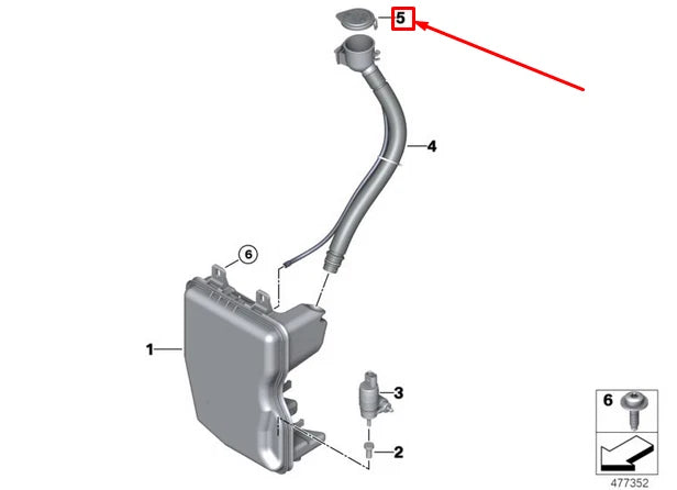 NEW BMW 2 F45 WINDSHIELD CONTAINER FILLER PIPE COVER 61667375587 ORIGINAL