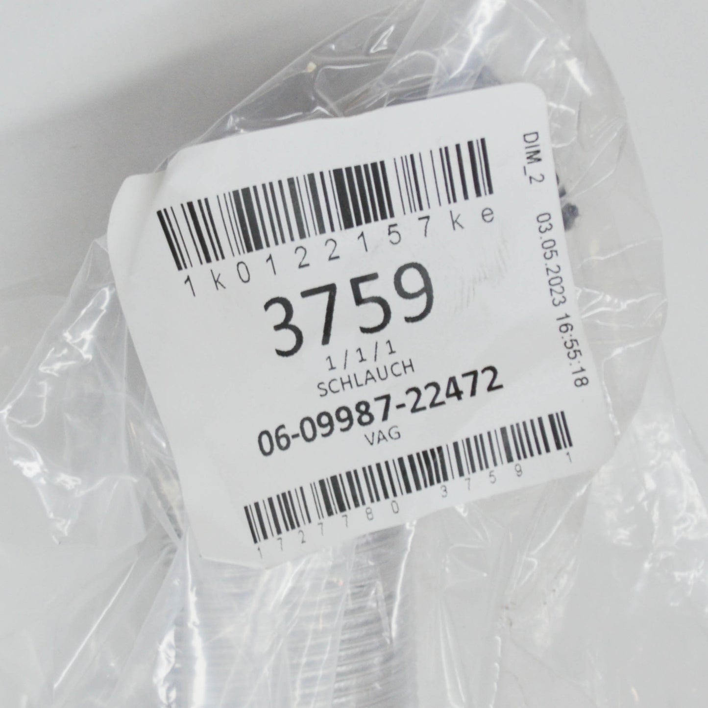 NEW AUDI A3 8P HVAC HEATER HOSE 1K0122157KE ORIGINAL