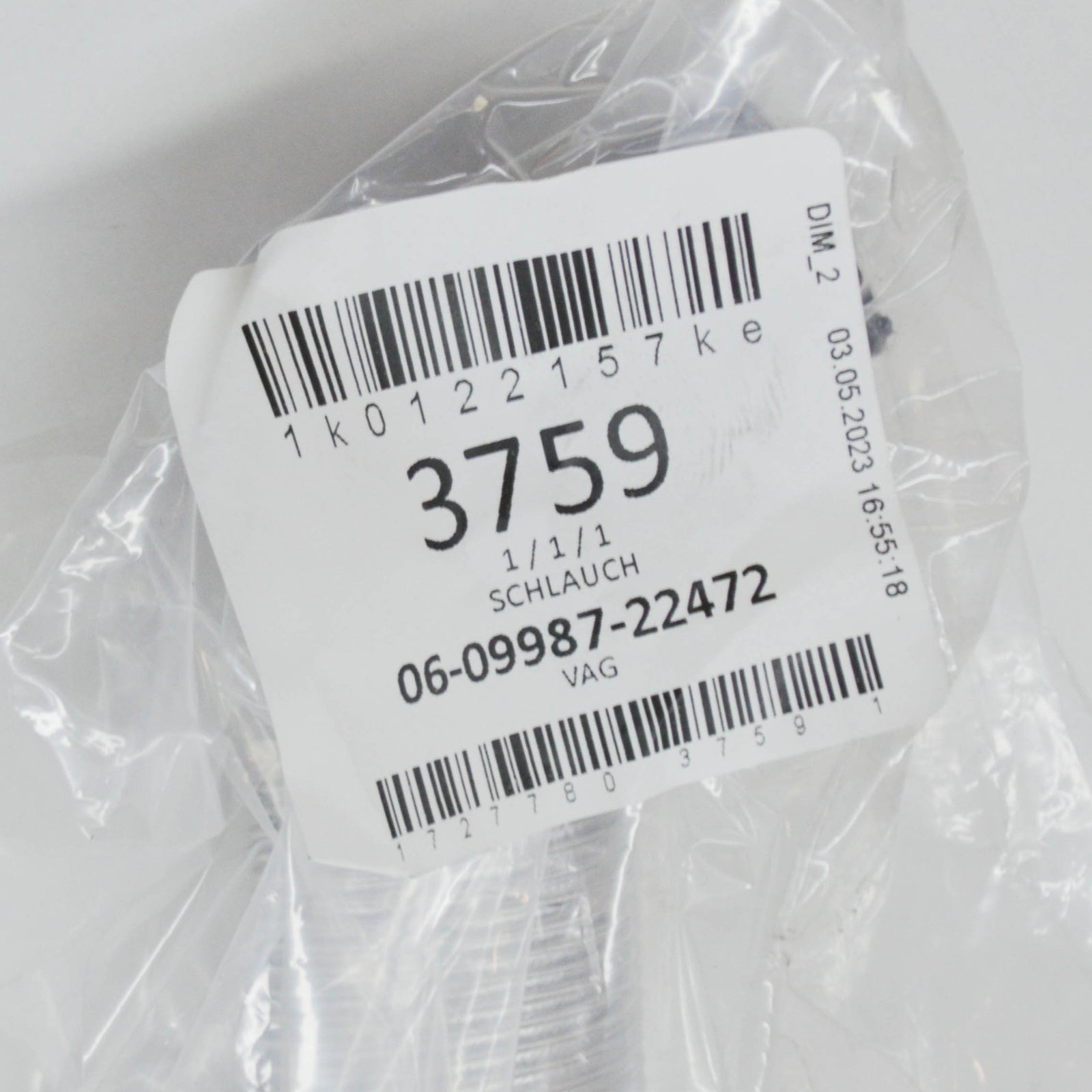 NEW AUDI A3 8P HVAC HEATER HOSE 1K0122157KE ORIGINAL