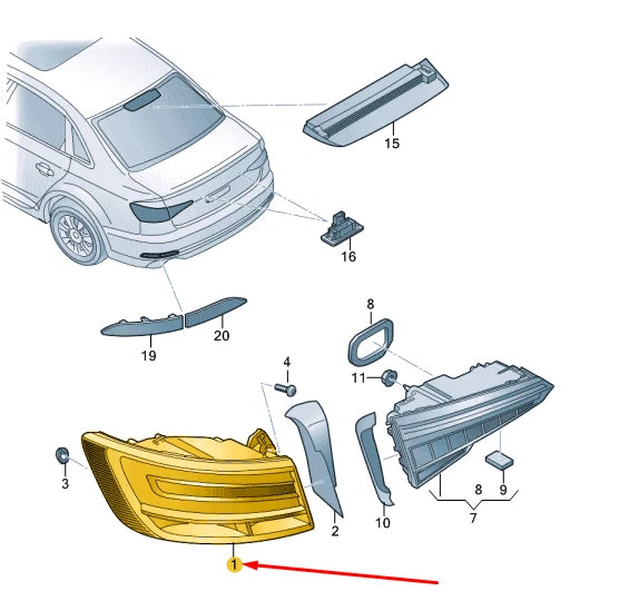 NEW AUDI A4 B9 SALOON REAR LEFT TAILLIGHT 8W5945091AC 2020 ORIGINAL