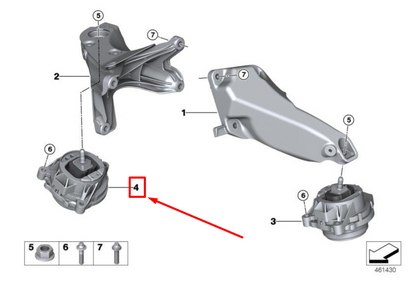 new bmw 3 f30, f80 right engine mount 6861406 22116861406 original