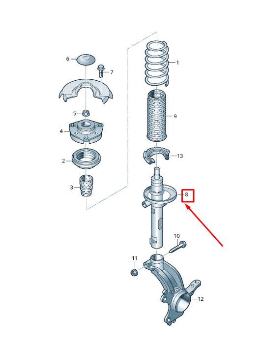 new vw touran 5t front right gas shock absorber 5qa413031aa original