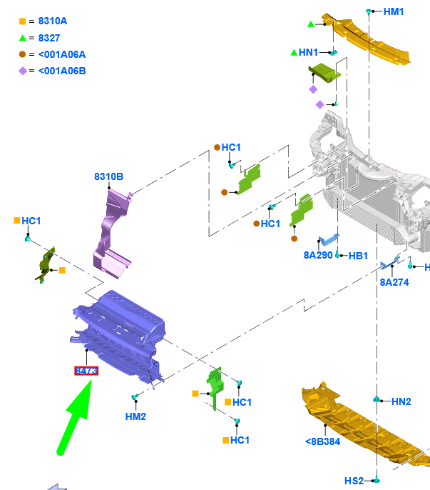 new ford kuga mk2 c520 radiator grille bracket dv44-8473-da 1835035 original