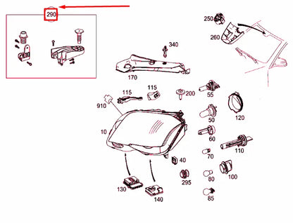 NEW MERCEDES-BENZ GLK X204 LEFT HEADLIGHT BRACKET REPAIR KIT A2048200714