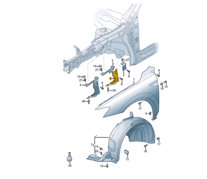 NEW VOLKSWAGEN TIGUAN AD FRONT RIGHT FENDER HOLDER BRACKET 5NA821142B ORIGINAL