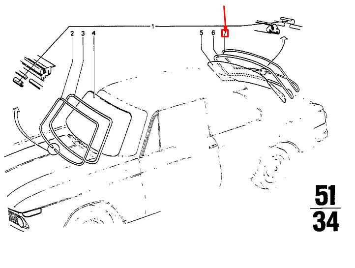 NEW BMW 2000-3.2 E9 REAR WINDOW FILLING RUBBER 51311803138 1803138 ORIGINAL