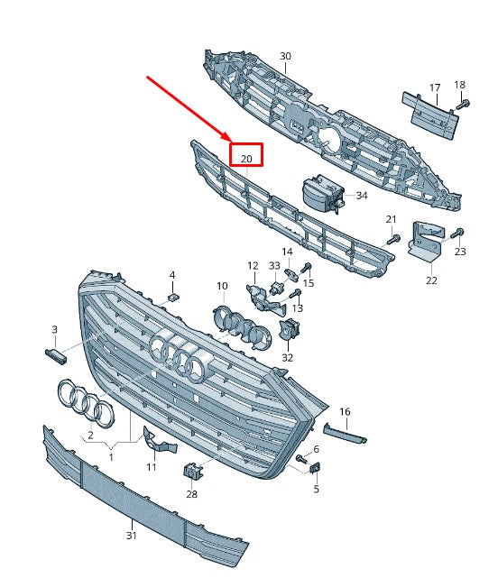 NEW AUDI A8 4N LOWER CENTRE GRILLE CLOSING ELEMENT 4N08076839B9