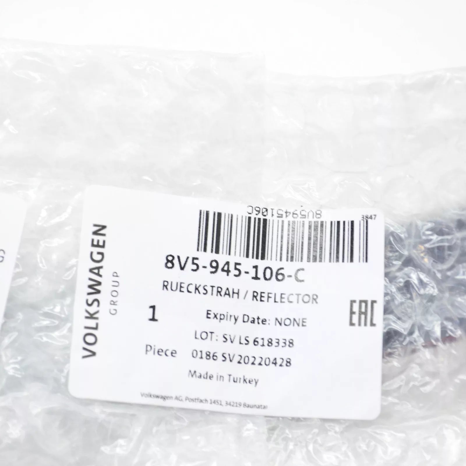 NEW AUDI A3 SPORTBACK 8V REAR RIGHT BUMPER REFLECTOR 8V5945106C ORIGINAL