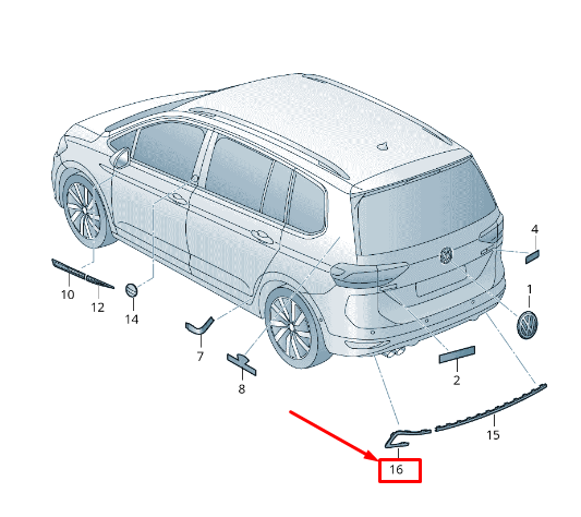 NEW VW TOURAN 5T REAR RIGHT BUMPER TRIM 5TA853054A041 ORIGINAL