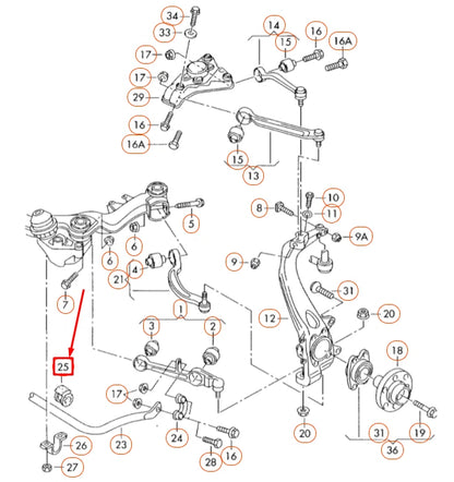 NEW AUDI A4 B7 FRONT SWAY BAR RUBBER BUSHING 4D0411327J ORIGINAL