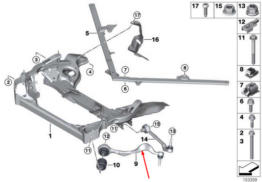 new bmw 1 e82 front right lower control arm 31122405862 2405862 original
