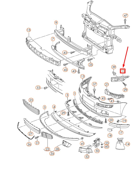 NEW VOLKSWAGEN GOLF MK5 FRONT BUMPER RIGHT GUIDE PROFILE 1K0807184 ORIGINAL