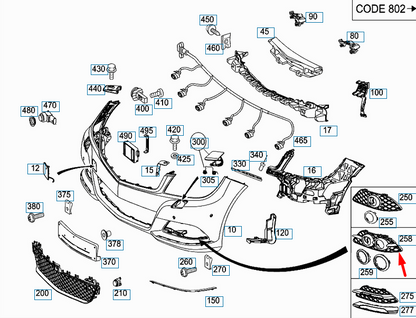 NEW MERCEDES-BENZ C-CLASS W204 FRONT RIGHT FOG LIGHT COVER A2048802924 ORIGINAL