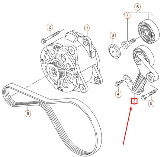 NEW AUDI A6 C7 ACCESSORY DRIVE BELT TENSIONER 079903133BG ORIGINAL