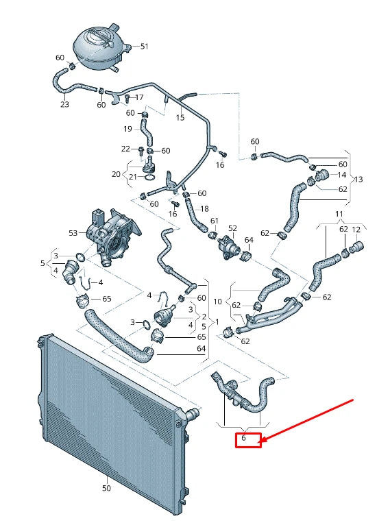 NEW VW BEETLE 5C ENGINE COOLANT HOSE 5C0122073D ORIGINAL