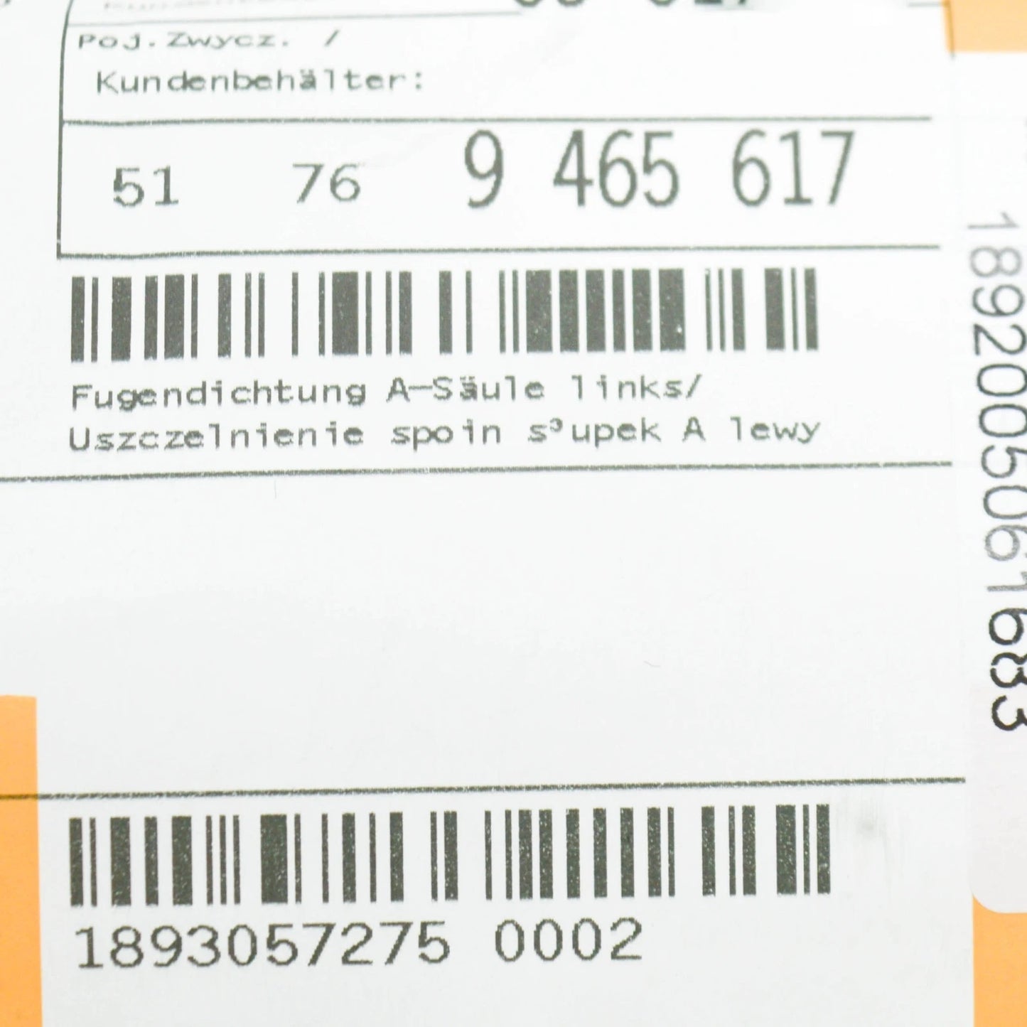 NEW BMW X6G06 FRONT LEFT DOOR A-PILLAR CAULKING 51769465617 9465617 ORIGINAL