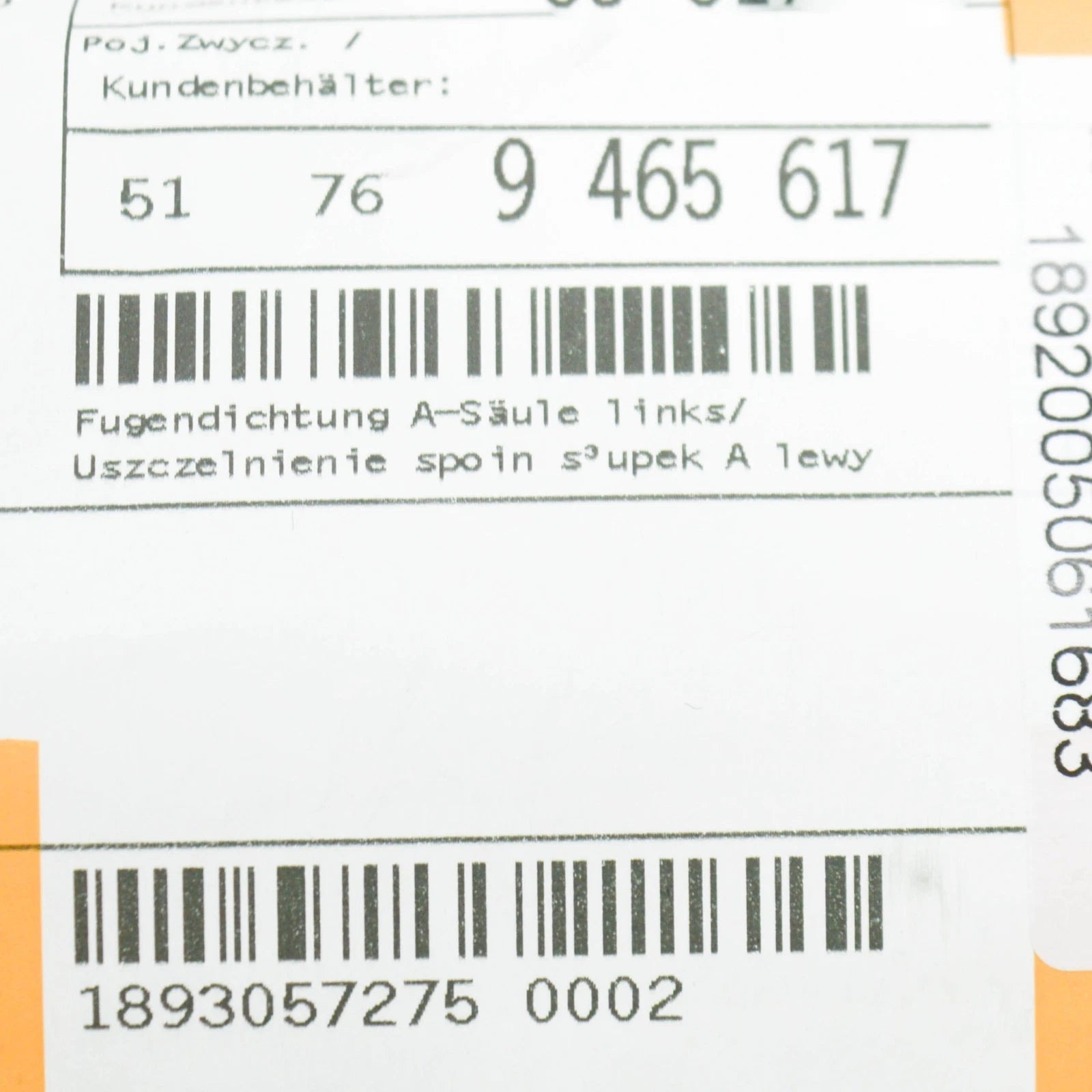 NEW BMW X6G06 FRONT LEFT DOOR A-PILLAR CAULKING 51769465617 9465617 ORIGINAL